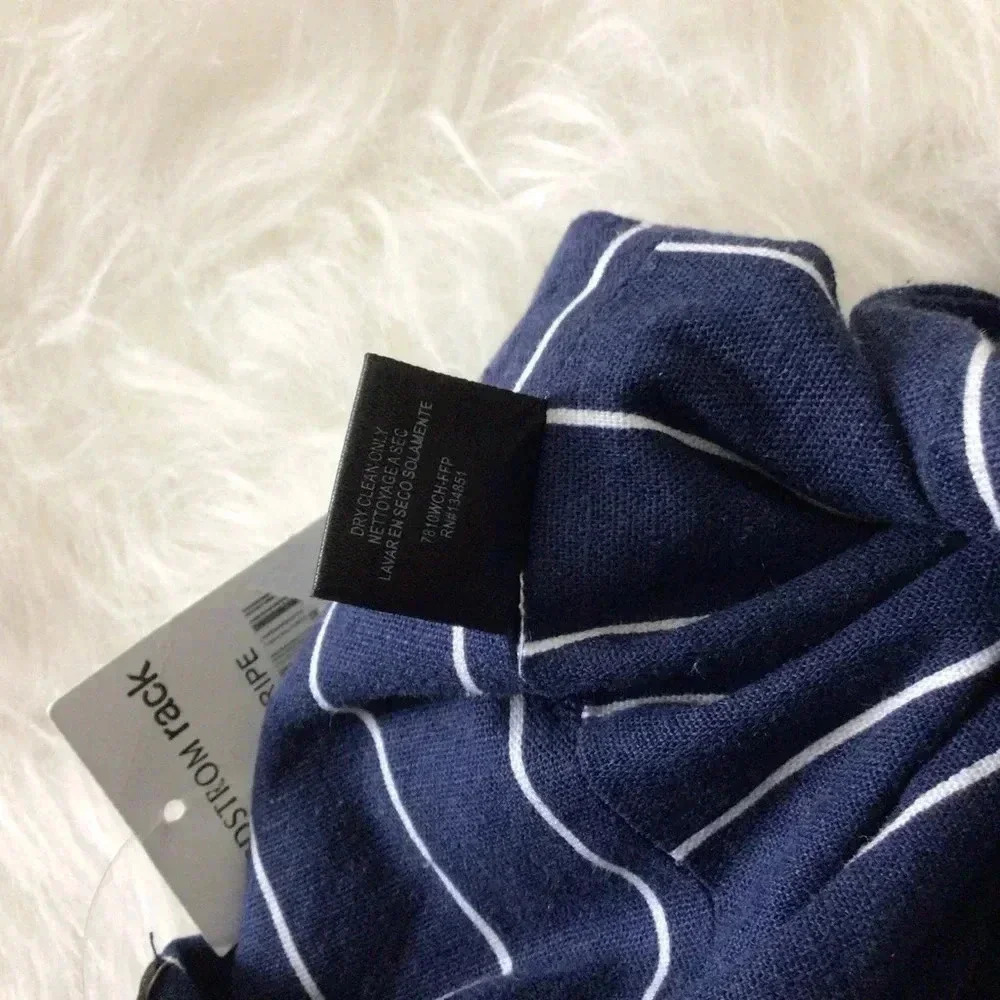 Wayf Striped Linen Mix Navy Top - Picture 3 of 4